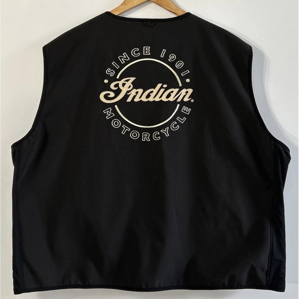 Mens Indian Motorcycle Vest Sz 3XL Pockets Stretch Side Panels CLeAN Nylon Blend